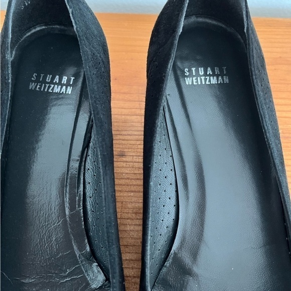 Stuart Weitzman Suede Bow Kitten Square Toe Heels - Picture 3 of 8